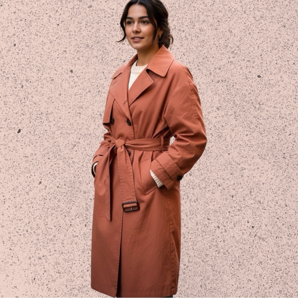 Zara trench coat 100% cotton terracotta colour - Picture 9 of 9
